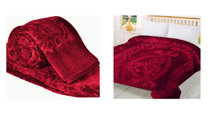 Cloth Fusion Celerrio Mink Double Bed Blanket For Winter-Maroon